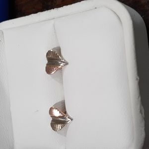 Tri colored gold heart studs